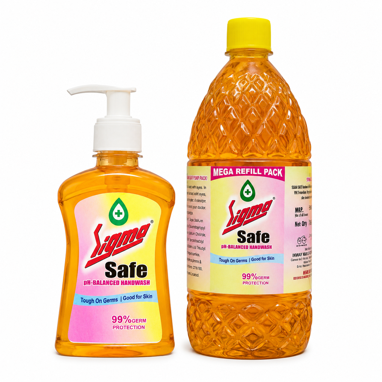 Sigma Safe pH-Balanced Handwash – Pump bottle and Mega Refill Pack