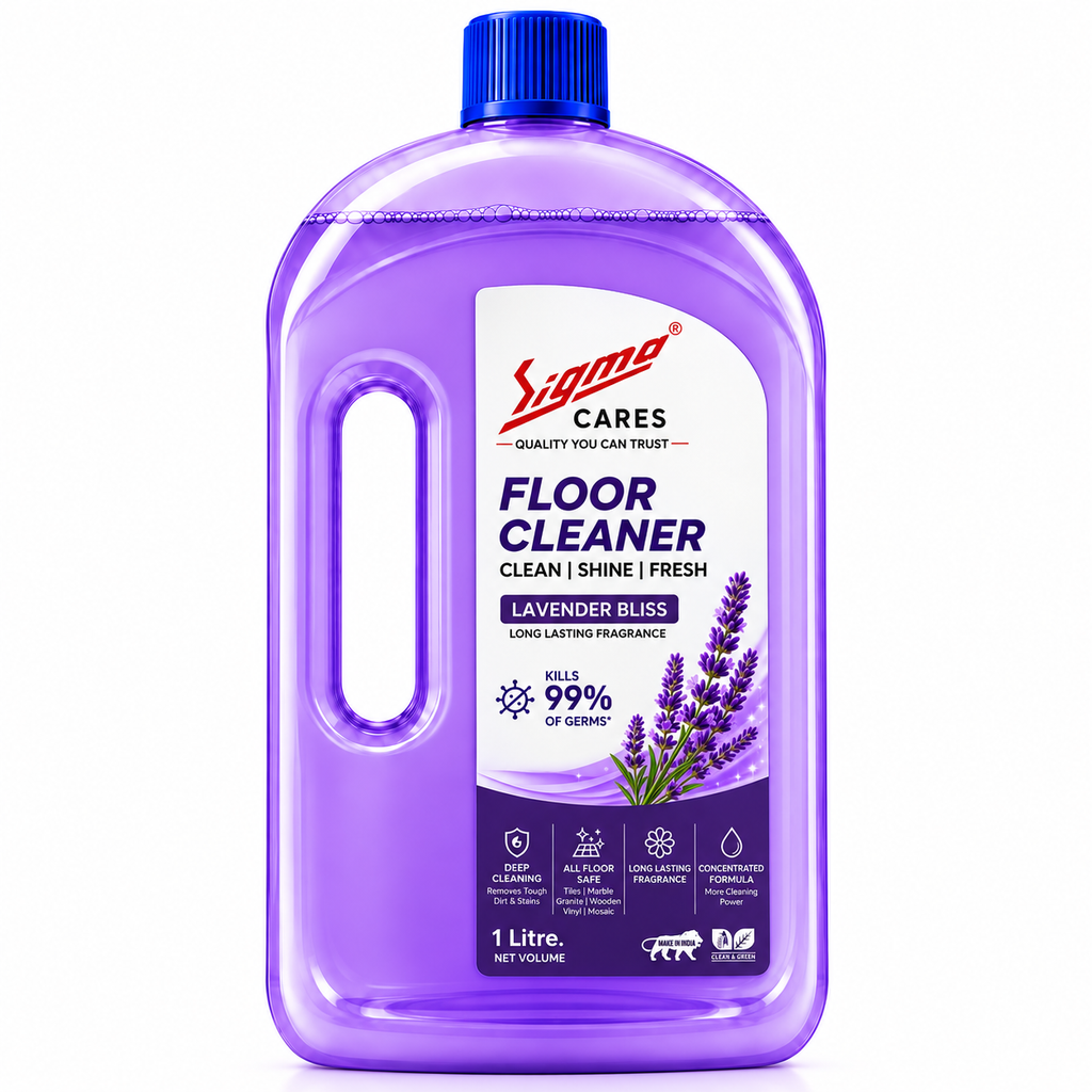 Sigma Cares Floor Cleaner 1 Litre | Lavender Bliss Fragrance | Deep Cleaning Floor Disinfectant | Long Lasting Freshness | All Floor Safe | Removes Dirt & Stains