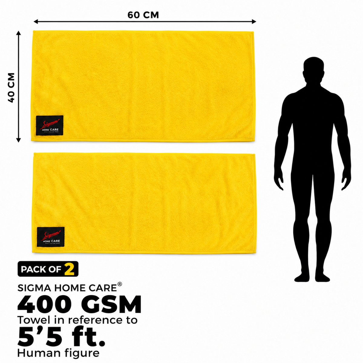Sigma Home Care Premium Microfiber Cleaning Cloth – 400 GSM | 40 × 60 cm | Pack of 2